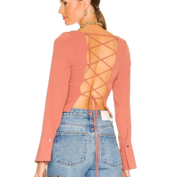 NWT L’Academie nikita corset long sleeve structured blouse - Picture 3 of 6